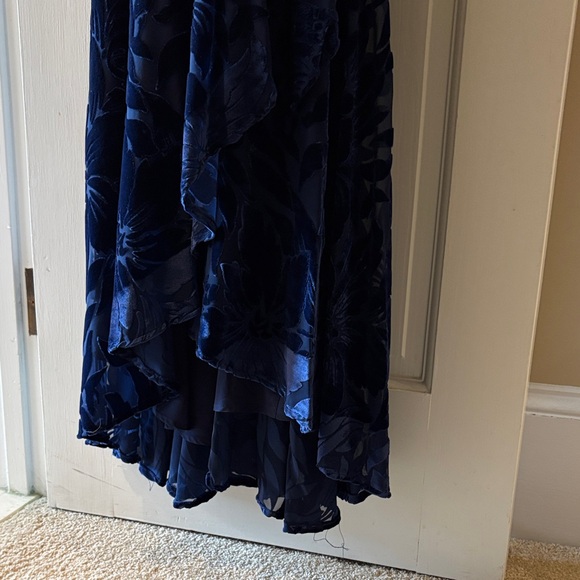 Anthropologie Midnight Navy Velvet Wrap Maxi Dress - Picture 5 of 11
